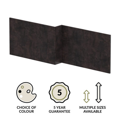 1700mm Edge/Power L Shape Square Front Bath Panel - Textured Matt Metallic Slate