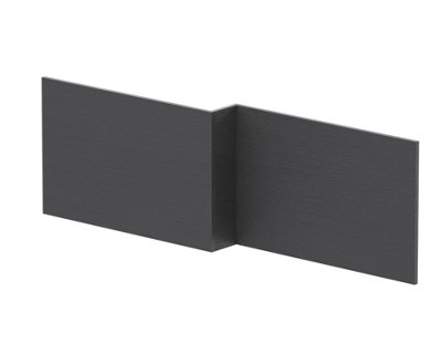 1700mm Edge/Power L Shape Square Front Bath Panel - Textured Woodgrain Graphite Grey