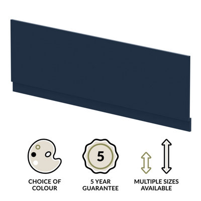1700mm Edge/Power Straight Front Bath Panel & Plinth - Matt Midnight Blue - 3