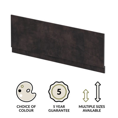 1700mm Edge/Power Straight Front Bath Panel & Plinth - Textured Matt Metallic Slate - 3