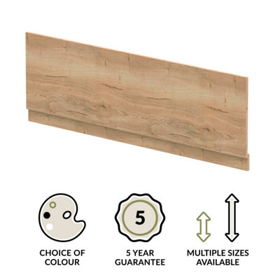 1700mm Edge/Power Straight Front Bath Panel & Plinth - Textured Woodgrain Autumn Oak - 3
