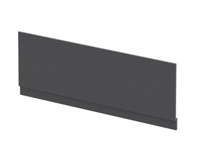 1700mm Edge/Power Straight Front Bath Panel & Plinth - Textured Woodgrain Graphite Grey