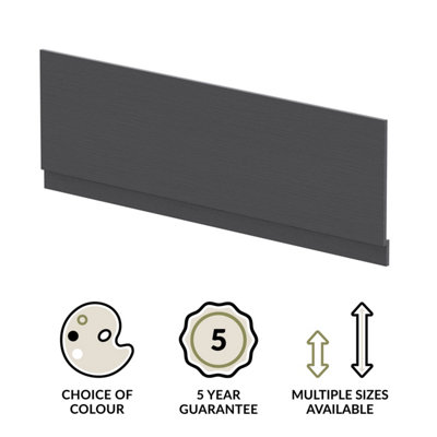 1700mm Edge/Power Straight Front Bath Panel & Plinth - Textured Woodgrain Graphite Grey - 3