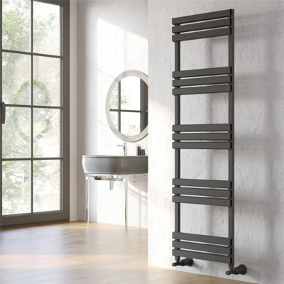 1700mm (H) x 500mm (W) - Grey Vertical Aluminum Heated Towel Rail (Willowick) - (1.7m x 0.5m) - Depth 50mm