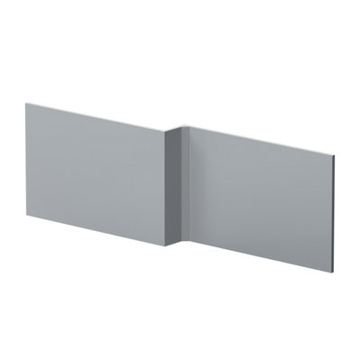 1700mm L Shape Square Reversible Bath Front Panel - Satin Grey