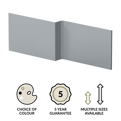 1700mm L Shape Square Reversible Bath Front Panel - Satin Grey - 3