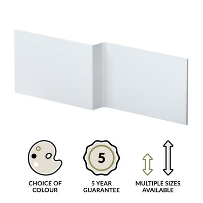 1700mm L Shape Square Reversible Bath Front Panel - Satin White - 3
