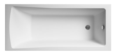 1700mm - Modern Square Single End Bath Tub - Front Panel and Round Bath Screen