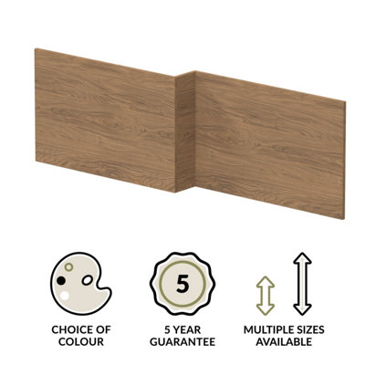 1700mm Square L-Shape Shower Bath Front Panel - Antique Oak