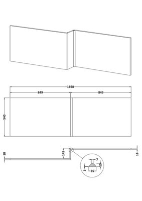 1700mm Square MFC Reversible Shower Bath Front Panel - Woodgrain Anthracite - 3