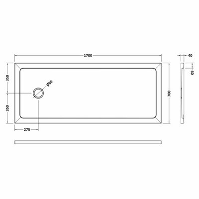 1700mm x 700mm Premium Slip Resistant Slimline Bath Replacement Tray- White