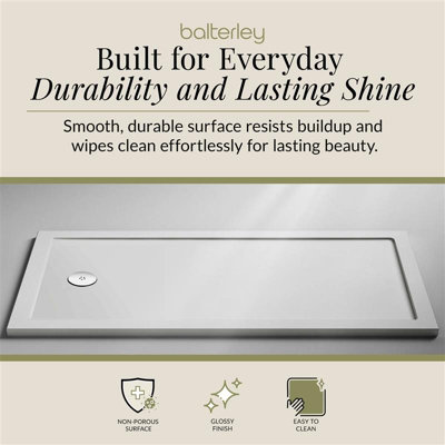1700x700mm Slimline White Gloss Rectangular Shower Tray Bath Replacement - 3