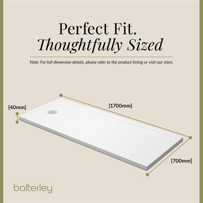 1700x700mm Slimline White Gloss Rectangular Shower Tray Bath Replacement - 5