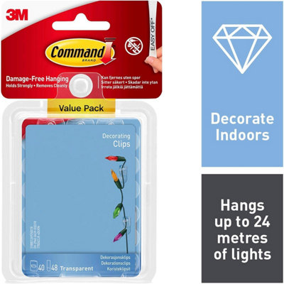 17026CLR-40 Command Clear Decorating Clips with Clear Strips Value Pack 40pk