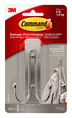 17036 Command Large Brushed Nickel Double Hook