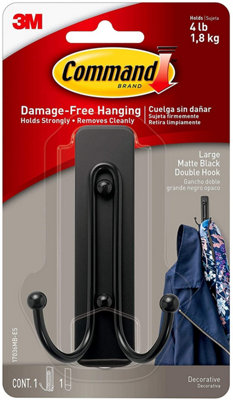 17036B Command Large Matte Black Double Hook