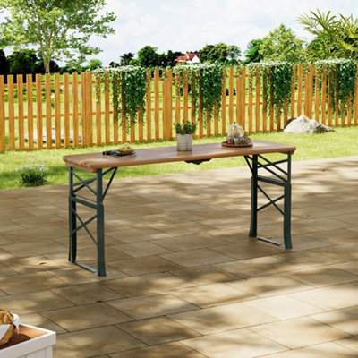 170cm W Wooden Outdoor Garden Table with Adjustable Frame and Foldable Design for Outdoor Dining and Garden