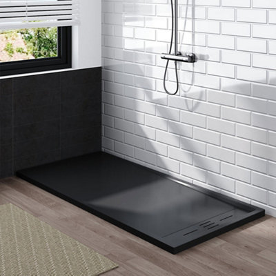 170cm W x 80 cm D x 3cm H Rectangle Shower Tray in Black