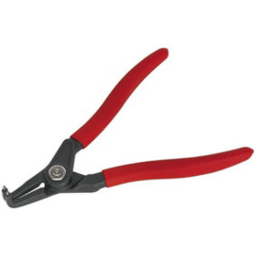 170mm Bent Nose External Circlip Pliers - Spring Loaded Jaws - Non-Slip Tips
