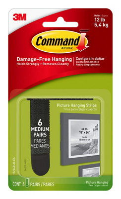 17204BLK Command Medium Picture Hanging Strips Black 6pk
