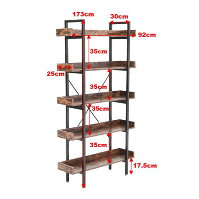 Image showcasing 173cm H x 92cm W Rack 5 Shelf Shelving Unit Industrial Style Shelving ...