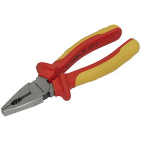 175mm Combination Pliers - Serrated Jaws - Hardened Cutting Edges - VDE Approved