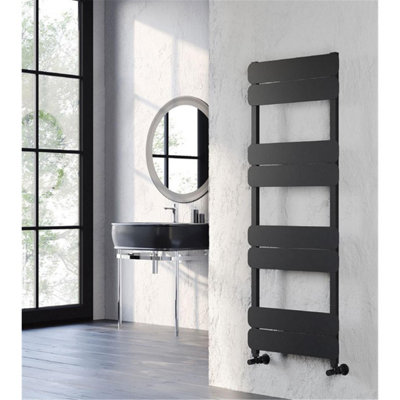 1760mm (H) x 500mm (W) - Black Vertical Aluminum Heated Towel Rail (Ainsworth) - (1.76m x 0.5m) - Depth 31mm