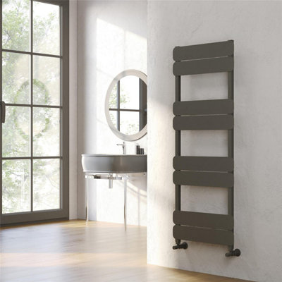 1760mm (H) x 500mm (W) - Grey Vertical Aluminum Heated Towel Rail (Ainsworth) - (1.76m x 0.5m) - Depth 31mm
