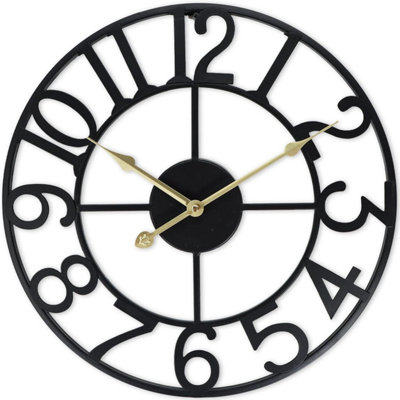  - 47Cm Large Wall Clock For Living Room & KitchenSilentElegant Black Roman Numerals Wall Clock For Indoor & Outdoor