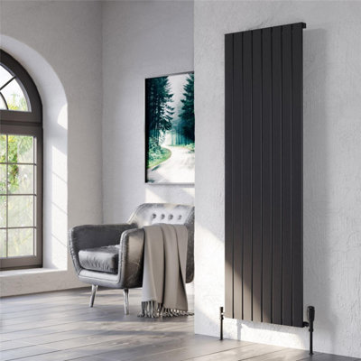 1775mm (H) x 366mm (W) - Grey Vertical Double Panel Vertical Aluminium Radiator (Bala) - (1.77m x 0.36m) - Depth 52mm