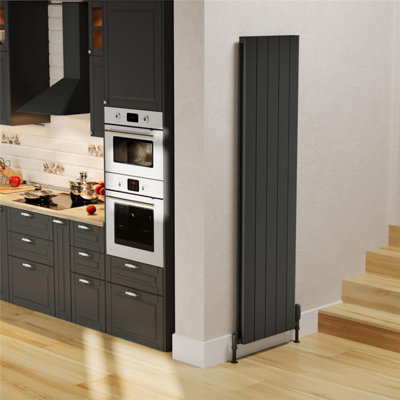 1775mm (H) x 375mm (W) - Grey Double Panel Vertical Radiator (Broadway) - (1.77m x 0.37m) - Depth 60mm