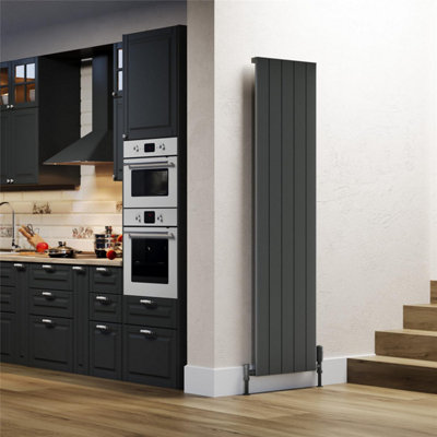1775mm (H) x 375mm (W) - Grey Single Panel Vertical Radiator (Broadway) - (1.77m x 0.37m) - Depth 43mm