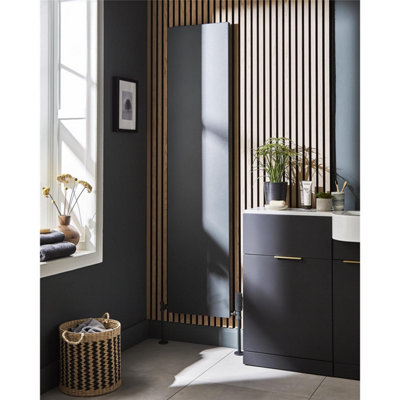 1775mm (H) x 608mm (W) - Grey Single Panel Vertical Aluminium Radiator (Mons) - (1.77m x 0.60m) - Depth 42mm