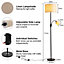 177cm Black Metal E27 Base Fabric Lampshade Mother&child Floor Light Floor Lamp with Individual Switch