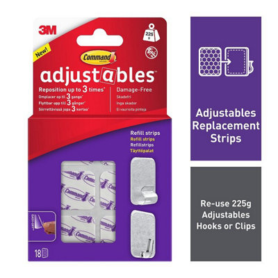 17820-18UKN Command Adjustables Repositionable Refill Strips 18pk