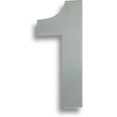 178mm Front Door Numerals '1' 140mm Fixing Centres Satin Stainless Steel