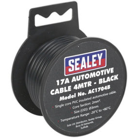17A Thick Wall Automotive Cable - 4m Reel - Single Core - PVC Insulated - Black