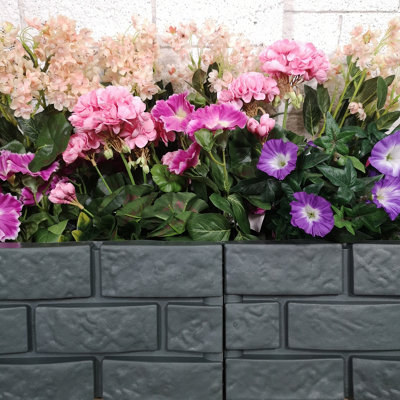 17cm 4 Piece Grey Brick Effect Garden Edging Decorative Boarder