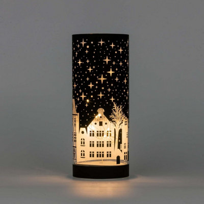 17cm Christmas Decorated Vase Led Deep Blue Glass Vase / Village Price Comparisons | Compare The Build