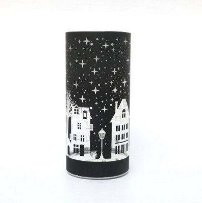 17cm Christmas Decorated Vase Led Deep Blue Glass Vase / Village