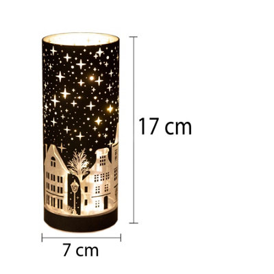 17cm Christmas Decorated Vase Led Deep Blue Glass Vase / Village - 5