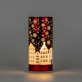 17cm Christmas Decorated Vase Led Red Glass Vase / Village