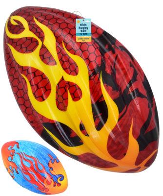 17cm Rugby Ball with Fire Flame Hot Design Coloured Ball for Kids - 4 Pack