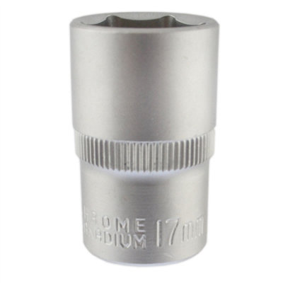 17mm 1/2" Dr Socket Super Lock Metric Shallow CRV Knurl Grip 6 Point