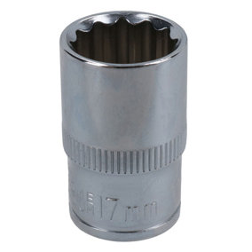 17mm 1/2in Drive Shallow Metric MM Socket 12 Sided Bi-Hex Knurled Ring
