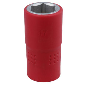17mm 1/2in drive VDE Insulated Shallow Metric Socket 6 Sided Single Hex 1000 V