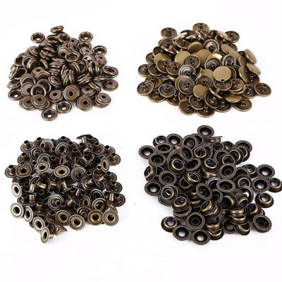 17mm Bronze 4-Part Brass Press Studs Rivet - Pack of 10