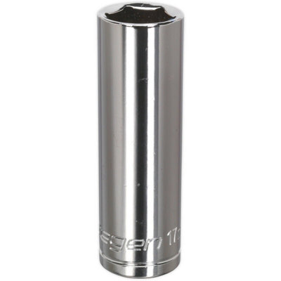17mm Chrome Plated Deep Drive Socket - Premium High Carbon Steel 1/2 Inch Square Drive Tool