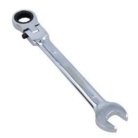 17mm Flexible Headed Ratchet Combination Spanner Wrench with Integrated Lock