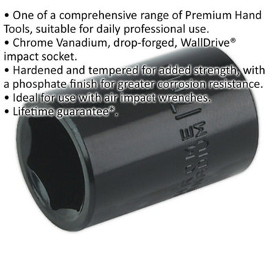 17mm Forged Impact Socket - 1/2 Inch Sq Drive - Chrome-Vanadium Wrench Socket